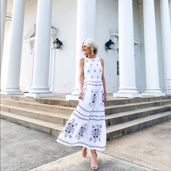 Loft Mosaic Tiered Maxi Dress Nwt 